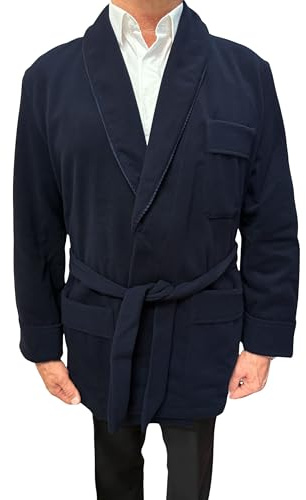 SGARLATA HOME Vestaglia Corta da Camera per Uomo in Lana e Cashmere modello Scialle Classico art. Londra (XL, Blu)