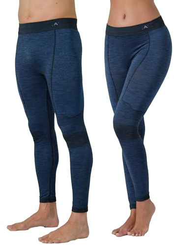 Risalti Pantalones térmicos para hombre y mujer, lana merino, unisex, mallas térmicas para mujer de invierno, ropa térmica para hombre,Transpirable, elástico sin costuras,Made in Italy, Royal, Small