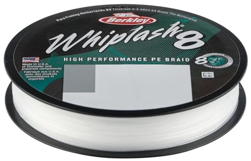 Berkley Whiplash8, Línea de Pesca, Superline, Pesca de Depredadores, Lucio, Perca, Zander, Trucha, Unisex, Cristal, 0.1mm, 14.8 kg, 32 LB, 165 yd