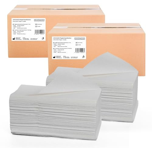 10000x ARNOMED® Papierhandtücher 25x23cm, Handtuchpapier, Zick Zack Fals Papiertücher für Papiertuchspender, Recycelte Falthandtücher, Paper Towels, Einwegtücher, Einmalhandtücher Tissue