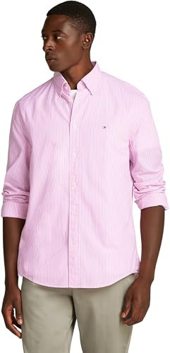 Tommy Hilfiger Chemise Homme Flex Poplin Classic Regular Fit, Multicolore (Classic Pink/Optic White), M