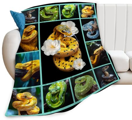 Snake Throw Blanket Reptile Cobra Blankets Soft Warm Flannel Fleece Lightweight Fuzzy Snake Lovers Decor Gifts for Women Men Girls Boys 60x50