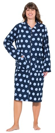 Ulla Popken Damen große Größen Übergrößen Plus Size Bademantel, Punkte, Hemdkragen, 2-Wege-Zipper
