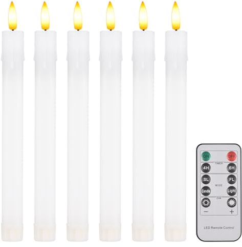 Irishom Confezione da 6 Candele senza fiamma con telecomando, 2 timer, 2 velocità di scatto, 5 luminosità regolabili, Candele finte senza fili adatte per la decorazione della stanza e per le feste