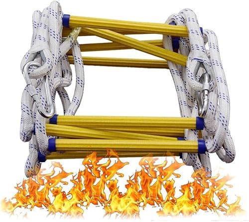 Fire Escape Ladder, Fire Escape Rope Ladder, Emergency Fire Escape Ladder Flame Resistant Safety Rope Ladder With Hooks Fast To Deploy And Easy To Use Compact