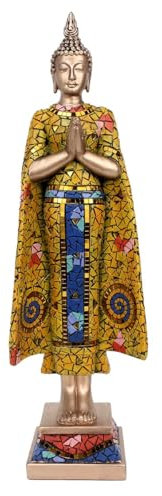 Générique Bouddha Debout Statue Décoration de 43cm en Couleur doré Design Mosaïque