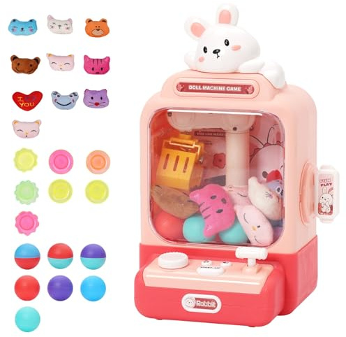 Maycoly Mini Macchina ad Artiglio per Bambini, con 10 Bambole e 10 Twister, Musica, Adatta a Bambini e Bambine da 3 Anni
