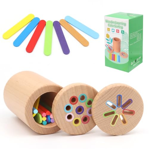 DHINCHANSAIB Giochi Montessori da Impilare e Ordinare 1-3 Anni, Giochi Bambini 1-3 Anni, Giochi di Selezione di Forme e Colori