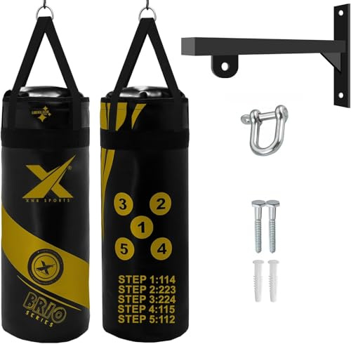 Xn8 Kids 2FT Filled Boxing Punch Bag with Bracket – Heavy Duty Hanging Bag with Punching Number Combinations, Self-Learning for Boxing, Kickboxing, MMA, Muay Thai, Karate & Grappling for Boys & Girls