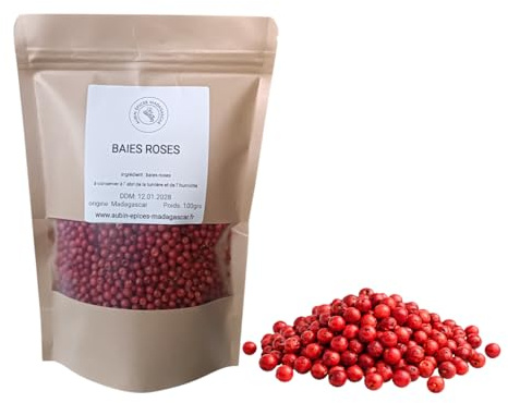 Baies Roses - 100 grs - Madagascar - Poivre Rose Entier Premium - Qualité Supérieure, Arôme Délicat pour Cuisine et Assaisonnement