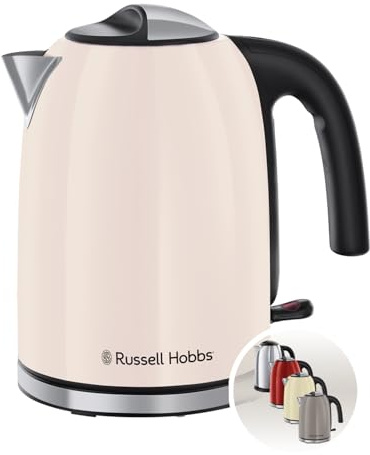 Russell Hobbs Bouilloire électrique [1,7 L, 2400 W] Jasmine (accents en acier inox, ébullition rapide, économie d'énergie, filtre anti-calcaire amovible,indicateur niveau d'eau,bec verseur) 28510-70