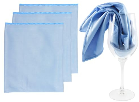 Bravien Blue Microfibre Cloth 40 x 70 cm 3 Pieces Ideal for Cleaning Wine Glasses Highly Absorbent Multi-Purpose Perfect for Kitchen Dishes Quick Drying Soft and Effective for Cleaning