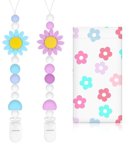 Bingtoo Catenella per ciuccio, in silicone, motivo: Cup Catcher Baby (viola e blu)