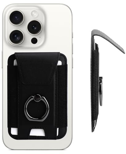 GZRXIOUS Plånbok med ring, korthållare tunn mobiltelefon korthållare magnetisk | för iPhone 17/16/15/14/13-serien, lämplig för 6 kort, smal plånbok kreditkortshållare