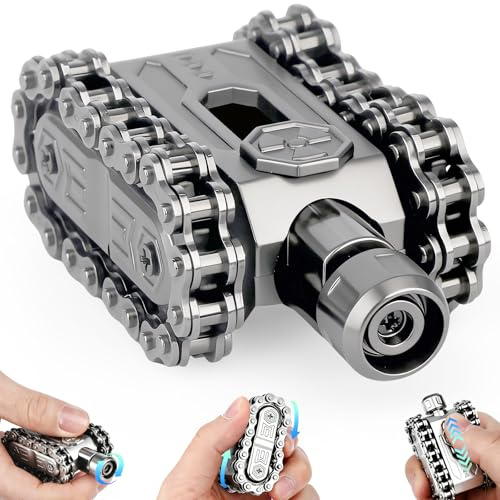 Cadena de tanque, rodillo de mano, deslizador de dedo, herramienta de enfoque de metal para aliviar el estrés para hombres, oficina, hogar, viajes, color negro