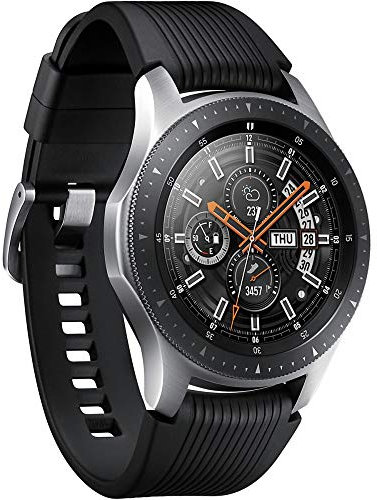 Samsung Galaxy Watch, Runde Bluetooth Smartwatch Für Android, drehbare Lünette, Fitness-tracker, 46mm, ausdauernder Akku, Silber (Deutche Version)