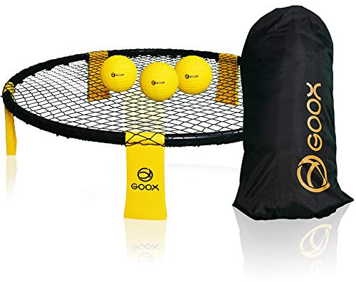 GOOX Spader för utomhus, inomhus, gård, baklucka, park, gräsmatta, strand, roligt spel för pojkar, flickor, tonåringar, vuxna, familj med leknät, 3 bollar, bärväska och