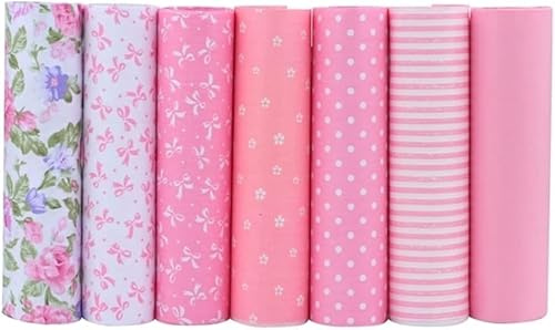 Lulizzie - Lotto di 7 scampoli di tessuto in 100% cotone, 40,6 x 50,8 cm, per trapunte, scrapbooking, progetti fai da te, collage con piccoli puntini sparsi con elementi floreali