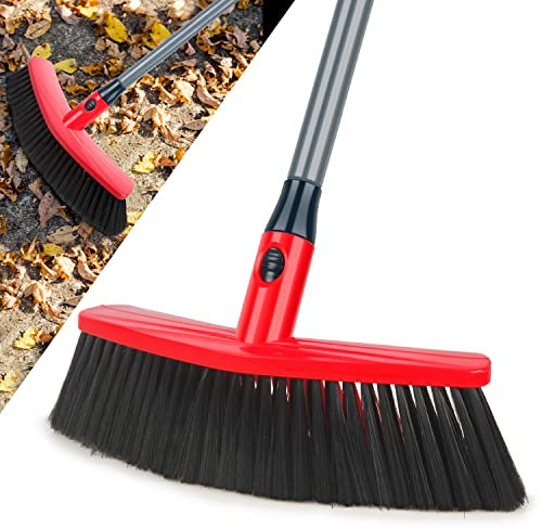Broom Indoor Sweeping Broom Brush with Long Handle, UMAYCOOL Kitchen Indoor Floor Brush with Dense Soft Bristles Perfect for Sweeping Room Office Kitchen