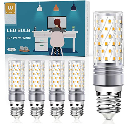wowatt 5er E27 LED Glühbirne 12W Leuchtmittel E27 Warmweiss 2700K Ersetzt 120W Glühlampe Birne E 27 Maiskolben 1200LM Hell Mais Lampe AC 230V Kein Stroboskopeffekt LED Birnen 360° Abstrahwinkel
