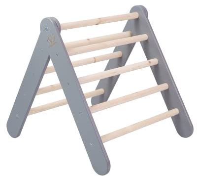 MEOWBABY Kletterdreieck - Indoor Klettergerüst für Kinder, 59x61cm Baby Dreieck Spielgeräte, Montessori Klettergerät, Kleinkinder Kletterturm Pikler-Dreieck, Grau