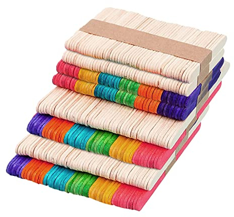 GAROMIA 400 PCS Palos Madera Multicolores Palos de Helado Madera de Colores Palillos de Madera para Paletas Caseras Helado de Madera para la Fabricación de Helados de Bricolaje | Artesanía DIY, no es fácil de romper, hecha de madera de alta calidad, manualidades DIY, decoración del hogar