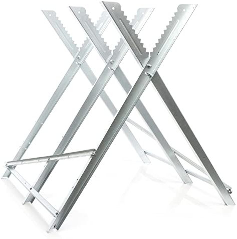 Wiltec Caballete de sierra plegable 3 soportes galvanizado troncos motosierra cortar leña 100 kg