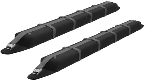 HOMCOM Barras de Transversales de Techo de Coche Bacas Portaequipajes con Función de Autoinflable con Correas de Sujeción con 2 Piezas Carga 75 kg Nylon 89x12x8 cm Negro