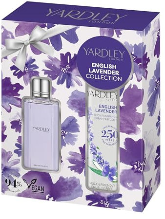 Yardley London English Lavender EDT & Body Spray Set - Gift for Her - Upto 94% Natural, Vegan & Cruelty-free