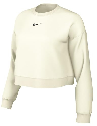 Nike, Women's, Sportswear Phoenix Fleece Over-Oversized Crew-Neck Sweatshirt, Sail/Black, L