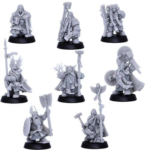 Dwarf Hero Character Bundle Set Army Unit Miniature Figure for 28mm Dungeons and Dragons Miniature Gaming, Tabletop Games Dwarves Bundle Pack Fantasy TTRPG Role Playing Games