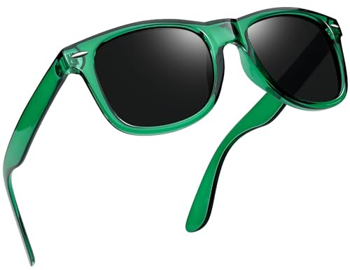 Joopin Gafas de Sol Polarizadas Hombre Mujer Clásicas Rectangulares para Conducir Viajar Verano Protección UV400 Marco Transparente Verde Lente Negro