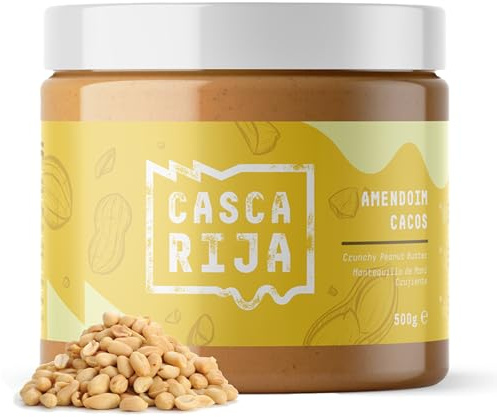 CASCA RIJA: Krissigt Jordnötssmör 500g | 99,8% Rostade Jordnötter + 0,01% Mald Kanel + 0,01% Ingefärapulver | 100% Naturligt och Krispigt med Rostade Jordnötsbitar, Vegansk