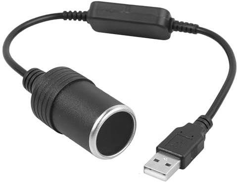 SRLWMYI Convertitore da USB a Presa Accendisigari per Auto da 5V USB Maschio a 12V Femmina Cavo Corto 30 cm Adattatore per Alimentare Dash Cam GPS Registratore di Guida e Altro
