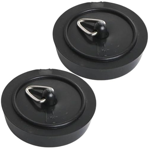 Citystores® 2 Pack 38mm Black Bath Plug Universal 1-1/2 Fit for Bathtubs, Sinks & Basins Durable Rubber Stopper Seal for Drains Easy to Install Bathroom Plug Replacement