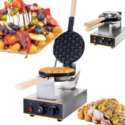 pedenencelia Gaufrier À Bulles-Machine À Gaufres Rotative À 108°/50-250 ℃,1400 W avec Revêtement Antiadhésif,Contrôle La Température Et du Temps Réglables-pour Café/Magasin Desserts