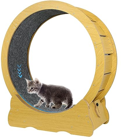 KMDZDZGS Large Cat Exercise Wheel, Cat Treadmill Diameter 43.3inch, Cat Wheel with Carpeted Runway and Silent wheel, Cat Interactive Toy, Cat Running Wheel for cats to lose weight, exercise, and run