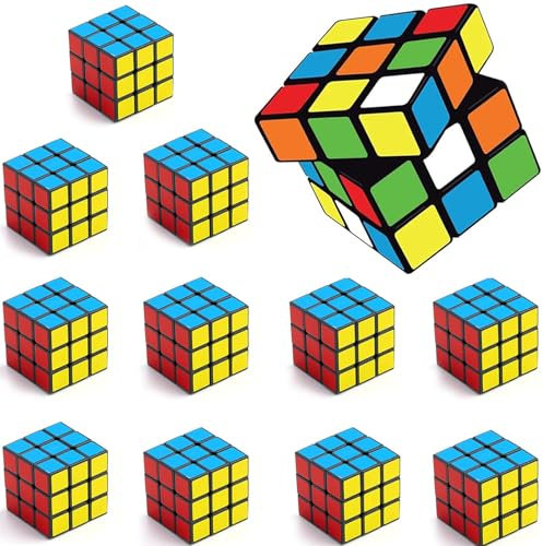 SKJAXF 12 Pcs Mini Rubix Cube 3x3 CM, Portable Mini Puzzles For Party Bags, Party Puzzle Toy Kids Adults, Elderly, Educational Toys Gift (12 Pack)