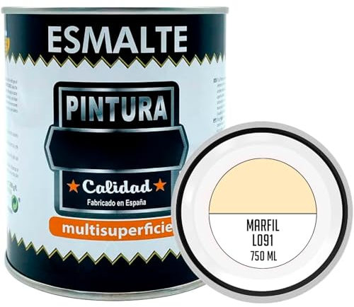 Acan Tradineur - Bote de Pintura Esmalte - Fabricado en España - Ideal para Cualquier Superficie, Madera, Plástico, Cristal o Cemento - Capacidad de 750 ML - Marfil (L091)