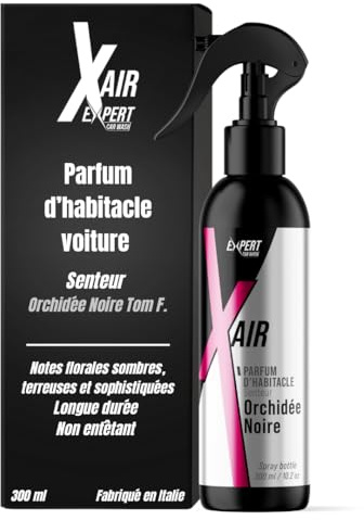 Spray Parfum voiture interieur senteur Orchidée Noire Tom F. - 300 ml - Concentré et économique - Désodorisant voiture longue durée, assainissant et non entêtant - Format poche