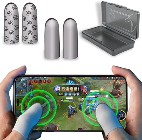 COYUN 2 par Gaming Finger Sleeves y 1 caja - Guantes de Dedos para Juegos Móviles Manga del Pulgar de Pantalla Táctil Dedales Profesionales para Juegos Dedales Resistentes Al Sudor Transpirables