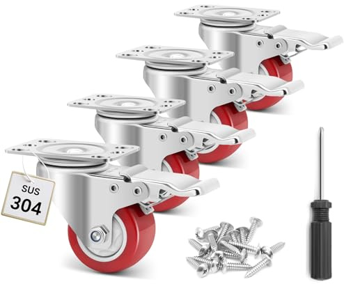 W B D WEIBIDA Acero Inoxidable Ruedas para Muebles Pequeñas, 50mm Resistente a la Corrosión Ruedas para Muebles Pesados 360kg de Capacidad, Ruedas Giratorias Pequeñas para Mesas, Armarios, Industrial