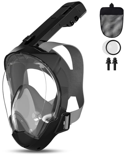 MAISITOO Schnorchelmaske Erwachsene Vollmaske | CO2-sicher mit Faltbarem Schnorchel & Anti-Beschlag-System | Unsere Beste Tauchermaske zum Schnorcheln im Meer | 180° Sicht Vollgesichtsmaske (X/XL)