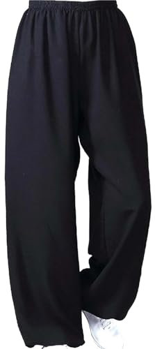 Generisch Tai Chi Hosen Tai Chi Hose Für Herren Und Damen Kampfsporthose Kung-Fu-Hose Yoga-Laterne Jogginghose Tai Chi Trainingshose Damen Und Herren Kung Fu Uniformen Kampfsport,Schwarz,XL