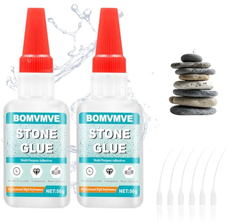 BOMVMVE Colla per Pietra, 80g Colla per Marmo, Trasparente, Impermeabile e con Forte Adesione, per Incollare Pietre-Naturali, Marmo, Pietra Artificiale, Artificial Stone