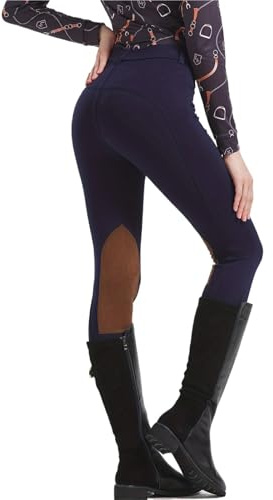 YGMNQAL Pantalones de equitación for mujer con parche en la rodilla, mallas deportivas entrenamiento for montar a caballo(Blue,XXL-68-72kg)