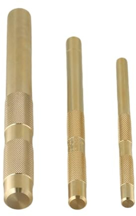 WheatThrive Juego de 3 punzones de latón de 3/4, 1/2, 3/8 pulgadas para reparación de automóviles, carpintería y fabricación, agarre moleteado, resistente a la corrosión