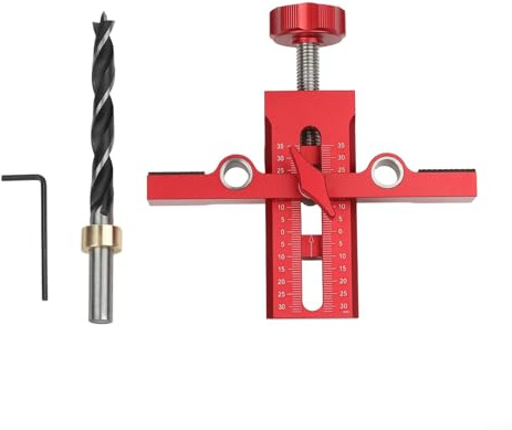 Strumento di allineamento di precisione per ante di armadietti con doppi fori guida per trapano, progettato per installazioni a parete e centrali (C)