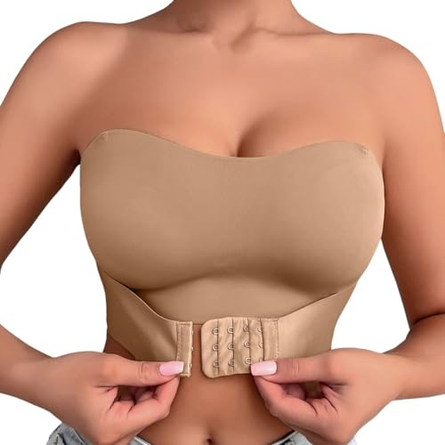 Sujetador sin Tirantes Mujer Sujetadores sin Aros sin Relleno Elástica Bandeau con Cierre Delantero Strapless Bra Comodos Transpirables Bralette