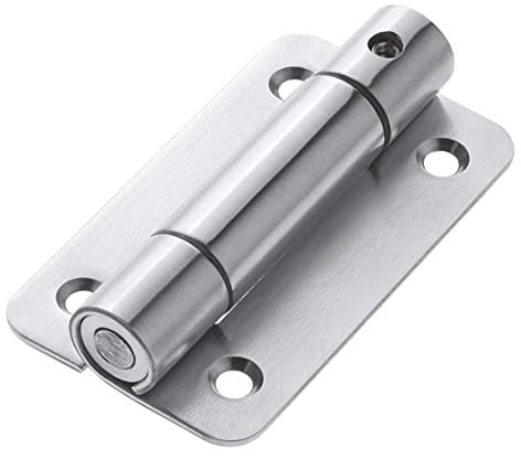 Amig - Bisagra de Sobreponer - 90 x 52 x 2 mm - Con Muelle - Para Mamparas de Madera - Ideal para Puertas de Baños Públicos - Acero Inoxidable 18/8 Plateado Mate